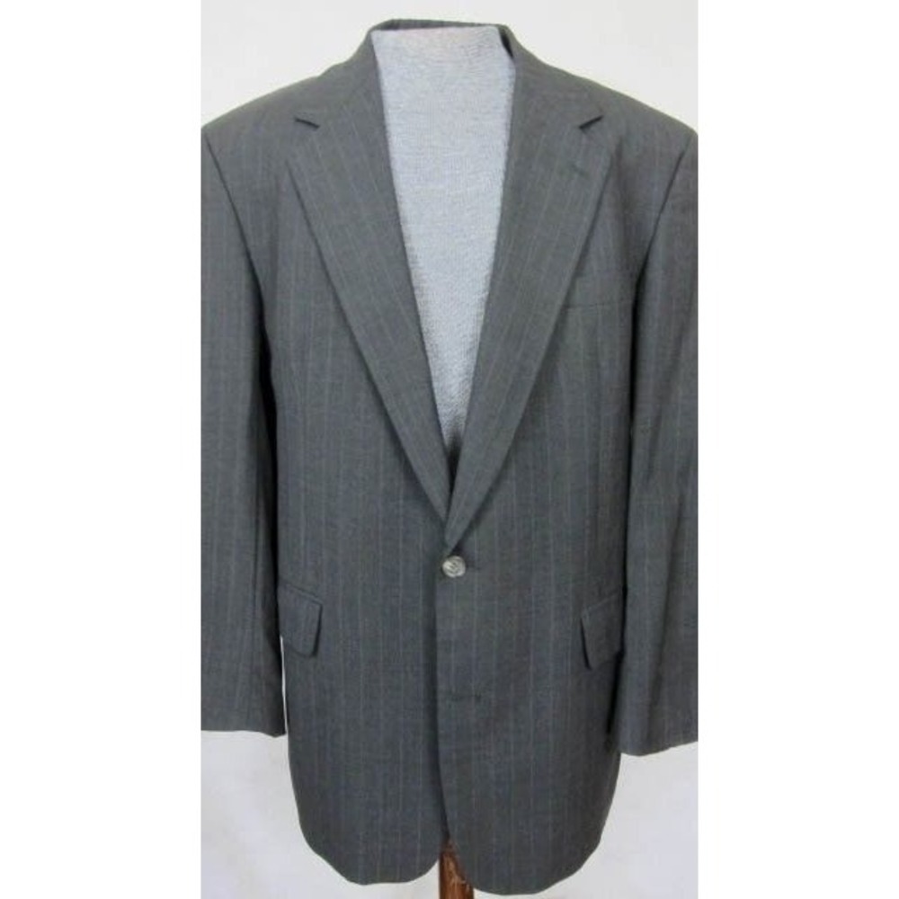 Brooks Brothers Mens Gray Pinstripe 4 Season Wool Suit Made in USA 42L 36x29